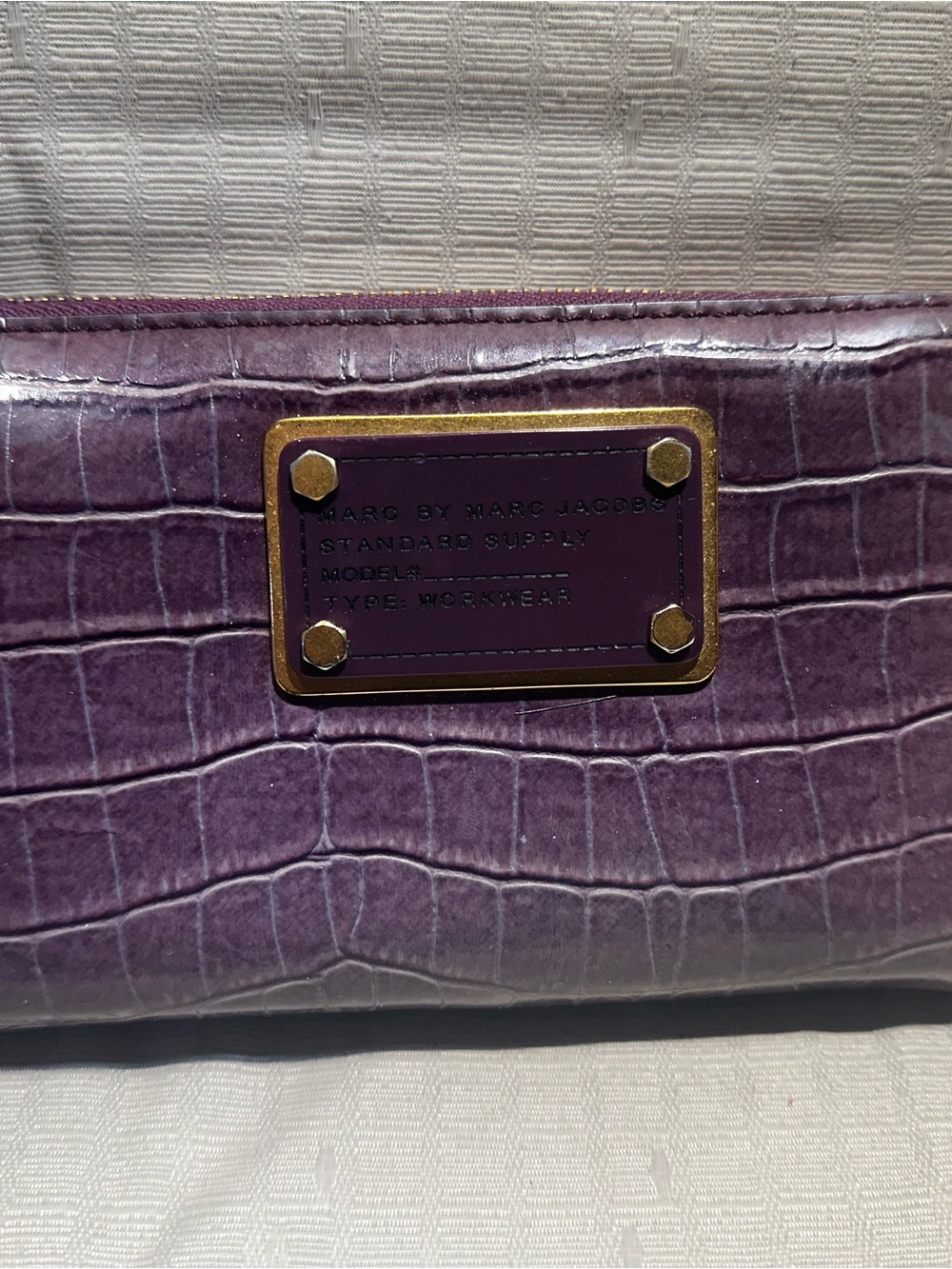 Marc By Marc Jacobs Croc-Embossed Purple Wallet with Gold Plaque